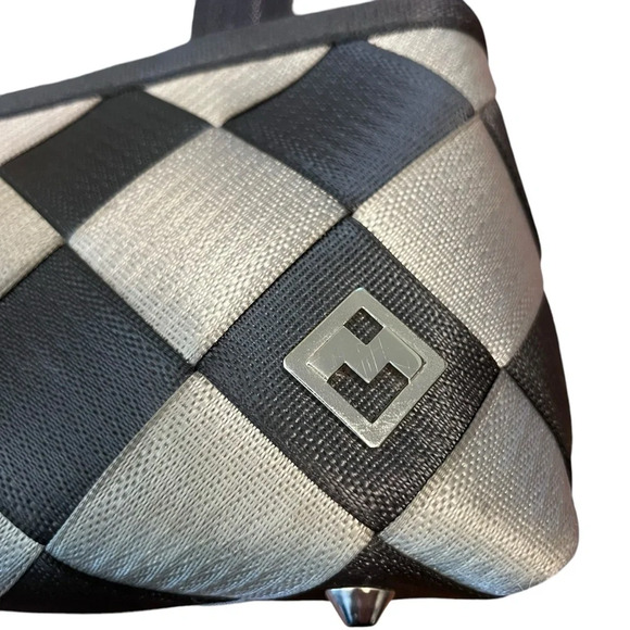 Maggie Bags Black Grey Seatbelt Shoulder Bag - Picture 2 of 7